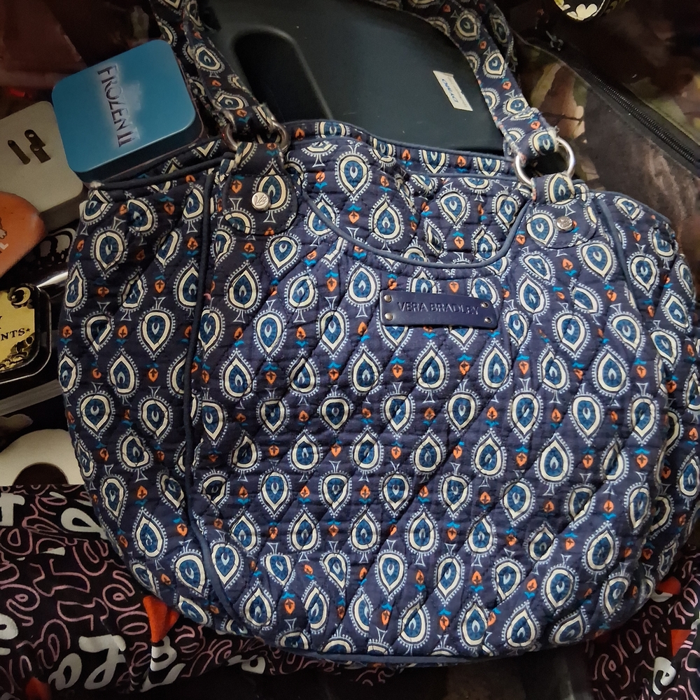 Vera Bradley Navy and White Paisley Shoulder Bag